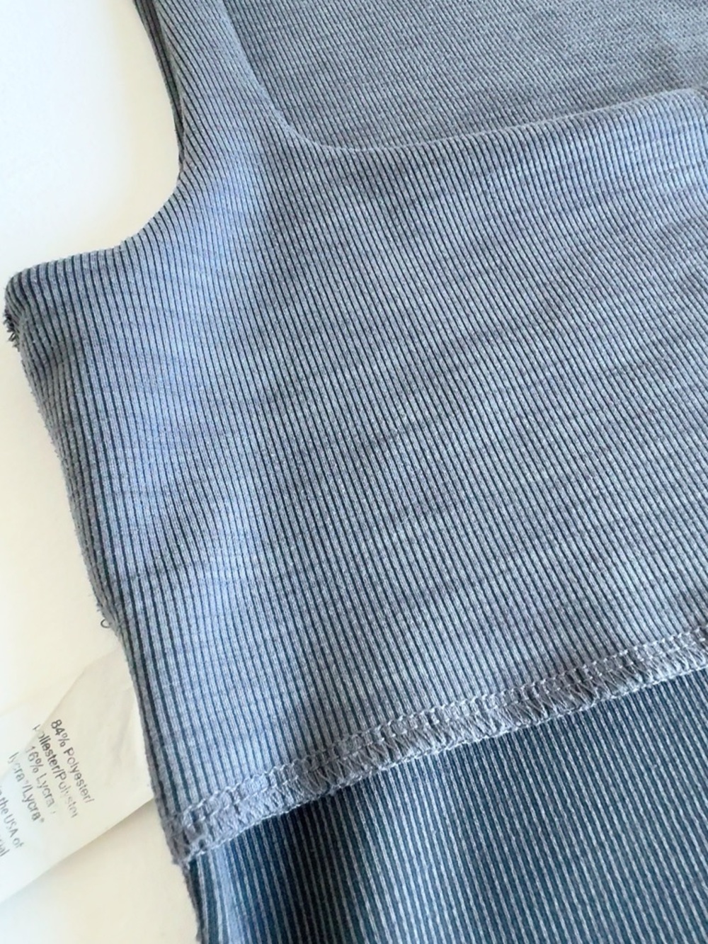 Beyond Yoga Heather Rib Square Neck Cropped Tank Smoke Grey XS - Picture 11 of 13